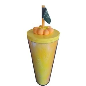 Starbucks Iridescent‎ Yellow Tumbler 24 fl oz Flower Silicone Lid Topper